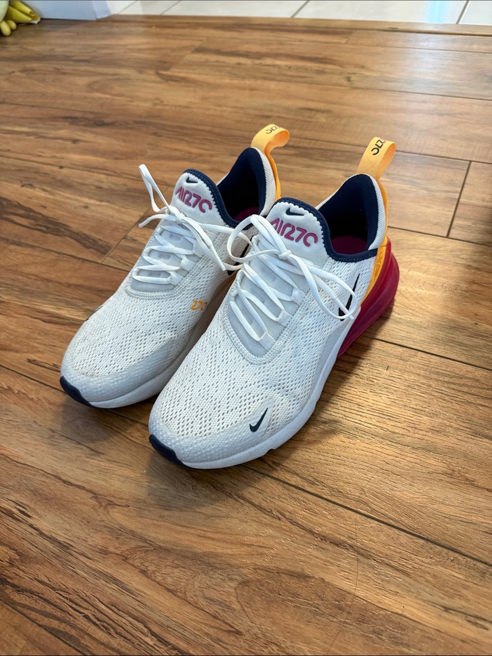 Nike Kids Air Max 270 White with Pink and Yellow Accents
